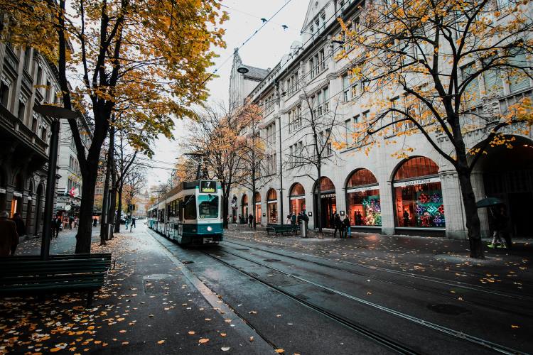 Train passing in Zurich, Switzerland